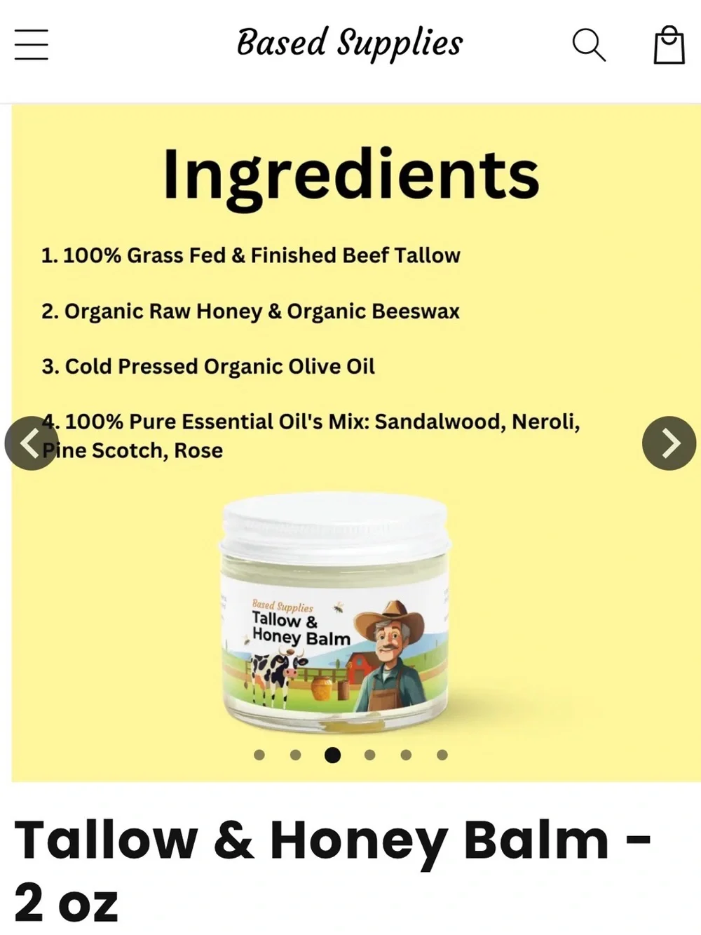 Based Supplies - Tallow & Honey Balm